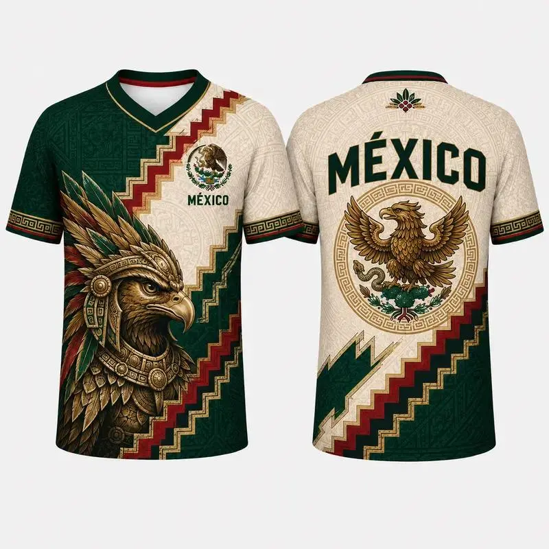 Mexico Green Virgin Graphic Soccer Jersey Shirt, Cultural Pattern Fan Sports Tee