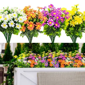 10 Bundles Artificial Daisies, Plastic Flowers Outdoor UV Resistant, Artificial Flowers For Outside, Decorative Flowers, Fake Daisy Faux Plants, Home Window Box Garden Planter Decoration
