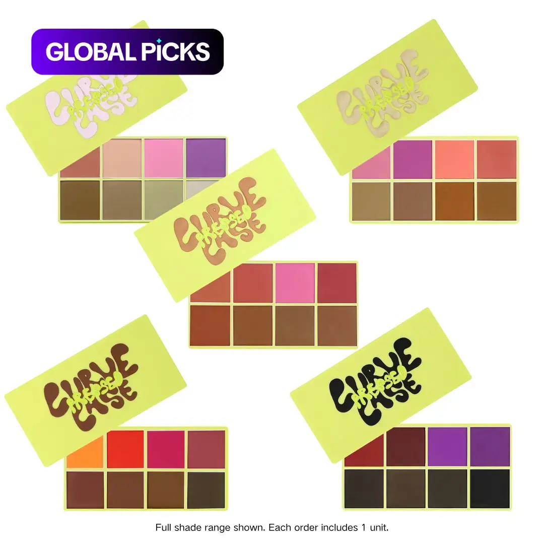 Curve Case Pressed Powder & Brush, Makeup Palette Set, Makeup Sets - Made by Mitchell #GLOBAL PICKS
