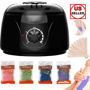Professional Wax Warmer Heater Hair Removal Kit with 400G Beans 10 Sticks Digital Black Anti-rust Easy Clean Portable Home Grooming