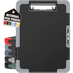 Tough Clipboard with Storage and Internal Pen Pouch, Letter/ A4 Size, Shockproof Heavy Duty Plastic, 8.5x11”, High Capacity, for Contractor Trucker Driver