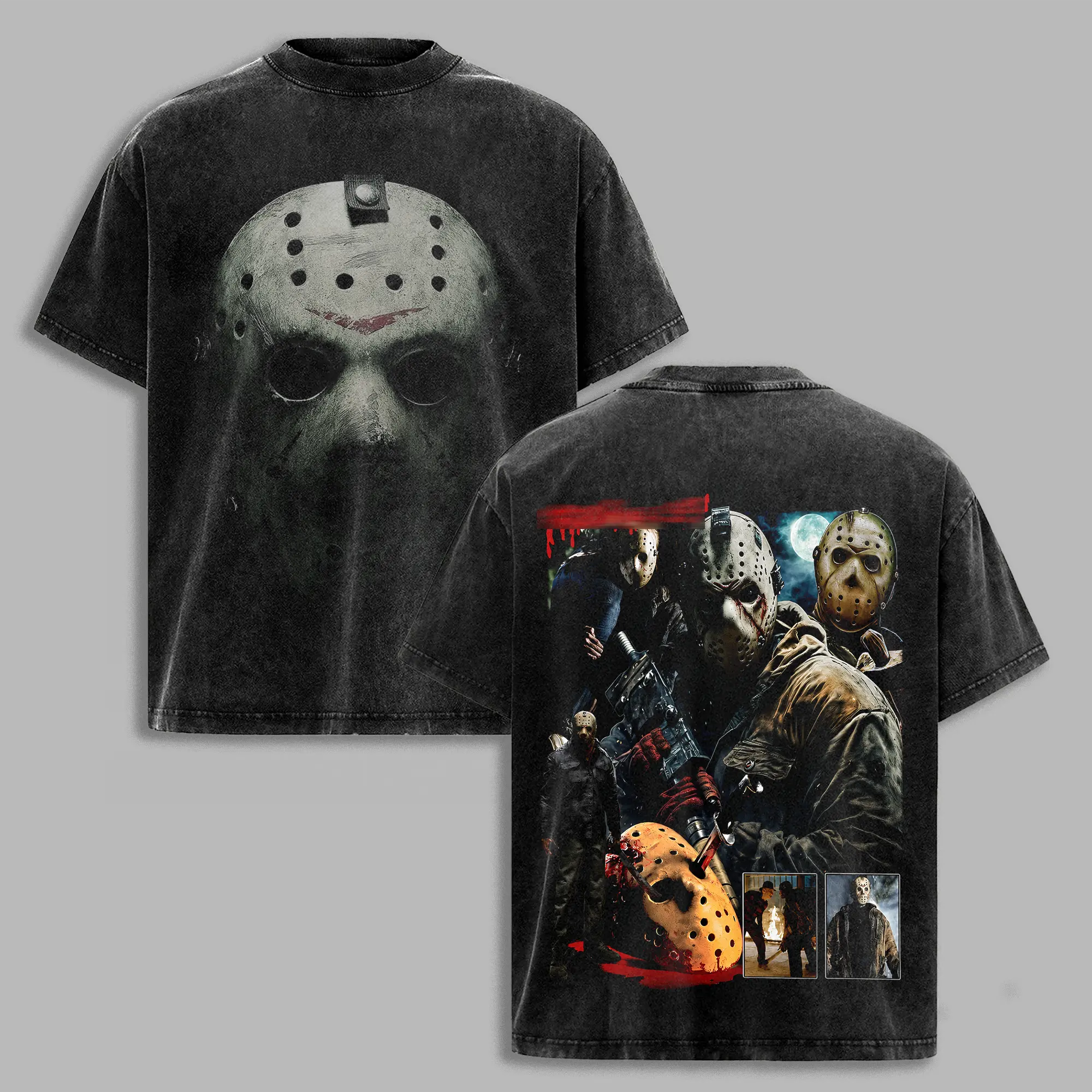 Friday the 13th Horror Movie Shirt, Vintage Jason Voorhees Graphic Tee, Classic Slasher Movie T-Shirt, Hockey Mask Killer Fan Gift, Retro Spooky Halloween Gothic Streetwear Tee for Men Women