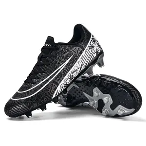 Unisex's Foldable Sporty Football Shoes, Comfortable and Durable Striped Microfiber Upper Football Field Boots, All Seasons Soccer Shoes
