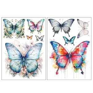 Realistic Watercolor Butterfly Temporary Tattoo Stickers - Waterproof Fake Tattoos Body Decorations for Women and Girls