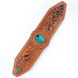 American Darling Bracelet Hand Tooled Carved Genuine Leather Women | Handmade Western Rustic