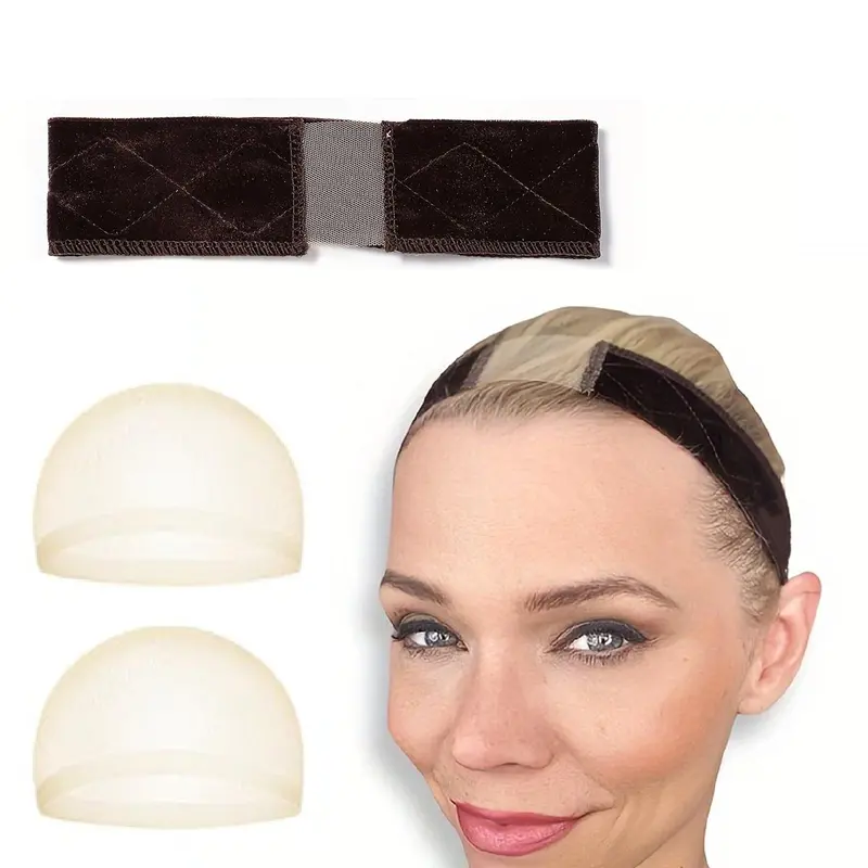 Women's Wig Grip Band & 2pcs Hd Wig Cap for Wig Wearing, 1 Set Adjustable Headband with Transparent Lace, Non Slip Velvet Wig Grip Band, Unique Gifts for Women