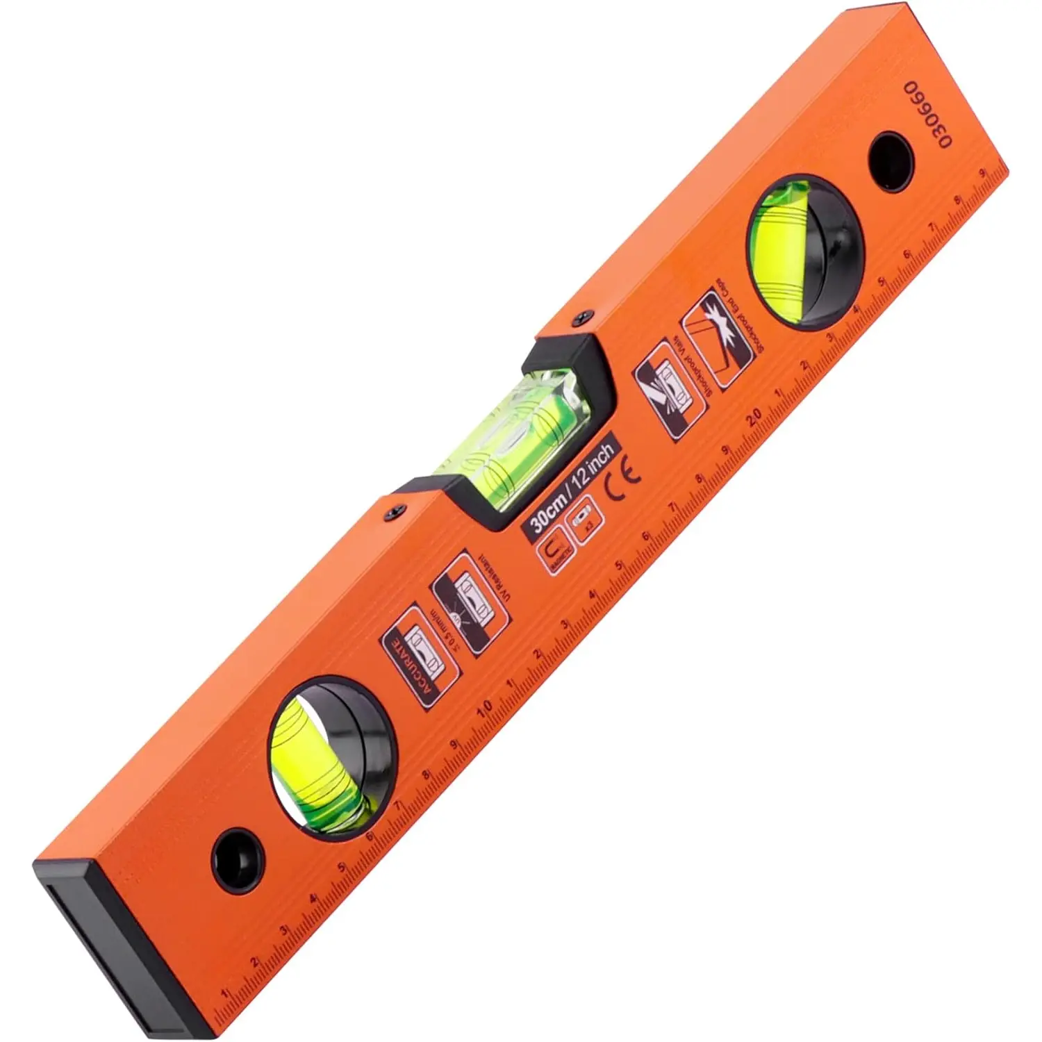 12 Inch  Spirit Level with Metric Scale, 3 Different Bubbles-45?/90?/180?HY030660