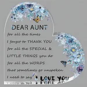 Aunt Birthday Gifts from Niece Nephew, Clear Acrylic Heart Plague Gifts for Aunt.Thanksgiving, Christmas Gifts for Aunt