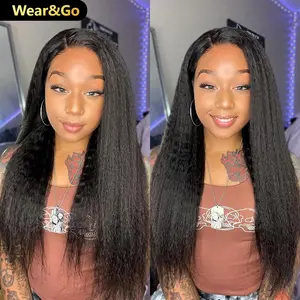 [Alice Live Only] OQHAIR Kinky Straight 7x5 Pre Cut HD Lace Wear Go Glueless Wigs Bleached Tiny Knots Lace Closure Wigs Pre Plucked Human Hair