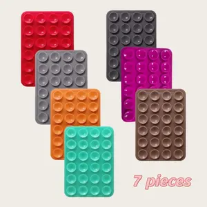7pcs Silicone Phone Suction Cups with 24 Adhesive Pads, Easy to Clean, Enhanced Grip, Suitable for Various Smooth Surfaces