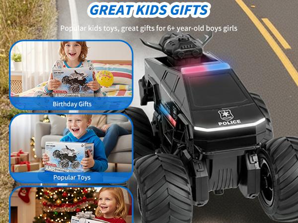 Waterproof Amphibious RC Car: 1:18 Scale 4WD Off-Road Monster Truck with Realistic Smoke, 360° Stunts & 2.4GHz Control. All-Terrain Vehicle, Perfect Gift for Boys Girls Ages 6 7 8-12.