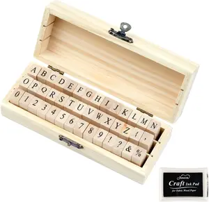 42 Pcs Letter  Rubber Alphabet  Wooden Number Alphabet Letter Symbol Set for DIY Crafting, Scrapbooking Supplies, Card Making
