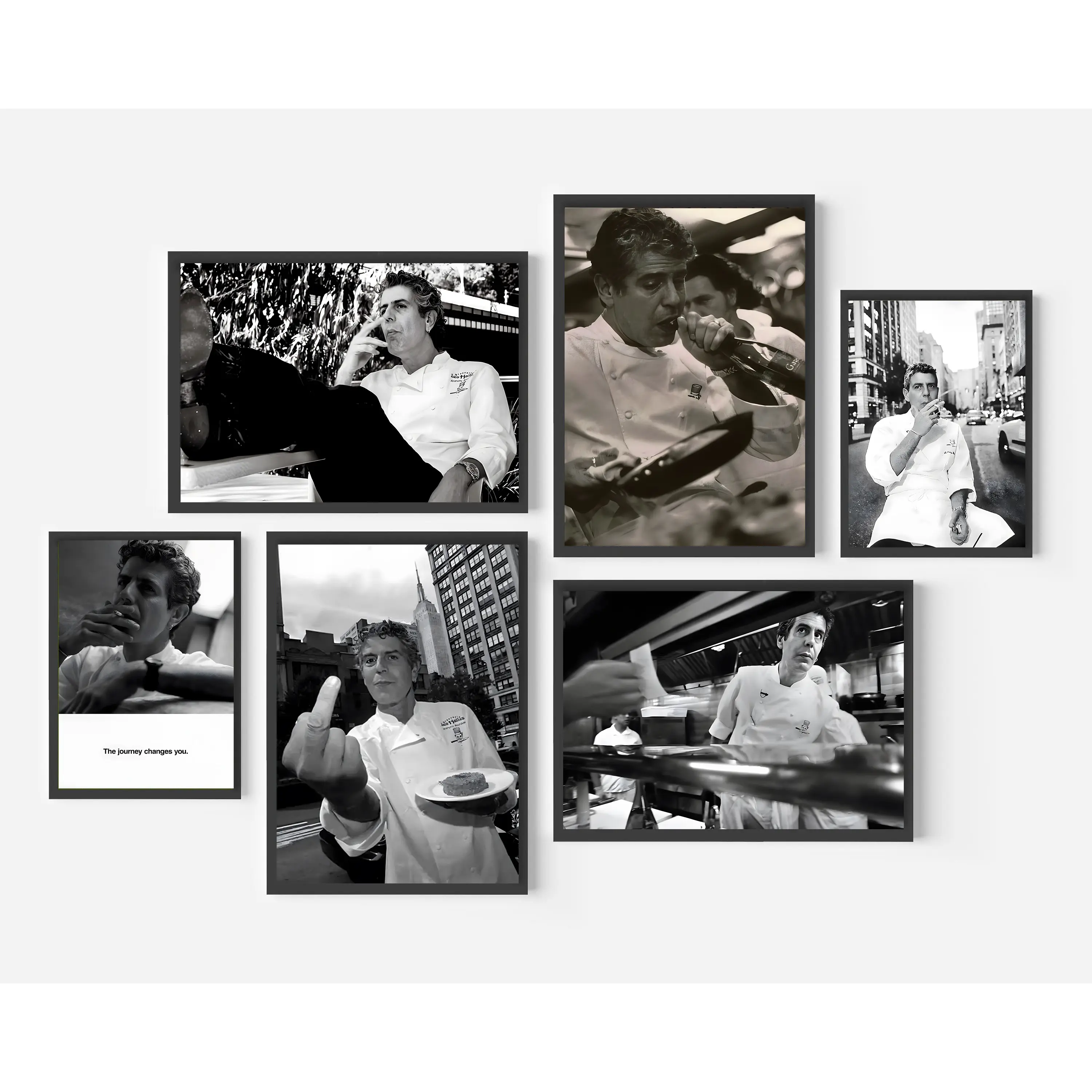 Anthony Bourdain Black and White Celebrity Photography Framed Canvas Poster Prints - Home Decor, Room Decorations for Modern Bedrooms, Living Rooms, Decoration, Print Design, Picture Image Prints