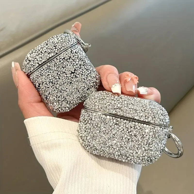 Rhinestone Decor Earphone Case, 1 Count Fashion Earbuds Case Compatible with AirPods 3rd Gen, Electroplated Frame Wireless Headphones Case for AirPods 1st & 2nd Generation, Drop Protection, Durable & Sturdy Frame, Audio