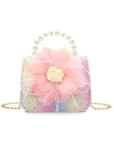 Cartoon Sling Crossbody Bag Wallet, Kawaii Storage Bag, Summer & Winter Kids Bag, Glitter Rhinestone Pearl Handbag, Lovely Butterfly Princess Crossbody Purse, Cartoon Storage Coin Bag for Little Girls