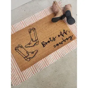 boots off cowboy doormat, texas doormat, ranch welcome doormat, cowboy doormat, western doormat, kick off your boots, gifts for him