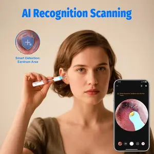 TikTokShopNewYearPicks 1080P HD EarWax Removal Tool with Camera 6 Ear Spoons Set Rechargeable USB Battery Dual Power Safe Ear Care Gentle Round Handle Version