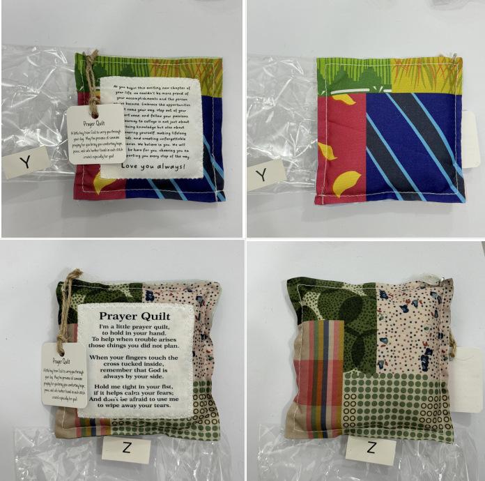 Vintage Prayer Blanket Square with Cross Inside, Mini Handmade Quilt, Religious Quilt, Colorful Stitched Blessing Poem Throw, Home Decor Gift Idea, Pocket Prayer Quilt #GLOBAL PICKS