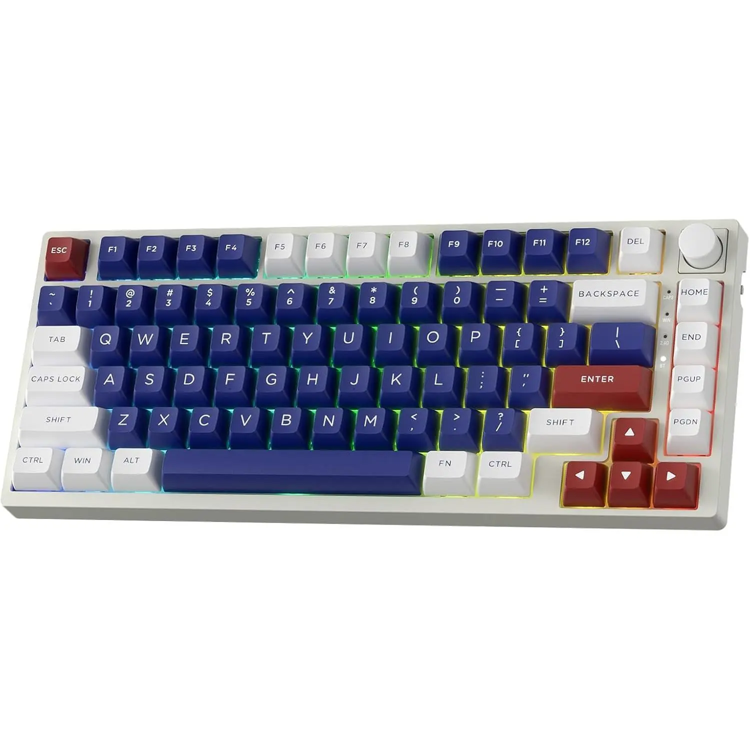 LTC Nimbleback NB831 Hotswappable Mechanical Gaming Keyboard, 75% 81-Keys RGB Compact with Knob, 3-Mode BT5.0/2.4Ghz/USB-C Wired, PBT Keycaps, Sound Absorbing Pads, Pro Driver, Pbtkeycaps