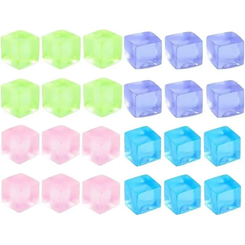 24Pcs Square Ice Cube Squishy Stress Cubes Variety Pack - Decompression Squeeze Balls, Fidget Sensory Reliever Toys for Adults, Christmas Party Favors