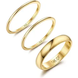 Cassieca   Rings for Women Stacking Rings Stackable Thin Rings Simple Plain Pinky Thumb Statement Band Ring Comfort Fit 3 Count 1mm 3mm