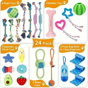 24 Pack Dog Rope Toys for Small & Medium Breed Dogs, Puppy Chew Toys. Puppy Teething Toys, Promote Dog Dental Health, Exercise & Bonding