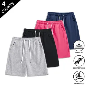 Summer Wins Men’s 4-Pack Value Sweat Shorts, Athletic Shorts, Drawstring Waist, Breathable & Stretchable, Perfect for Men’s Everyday Wear