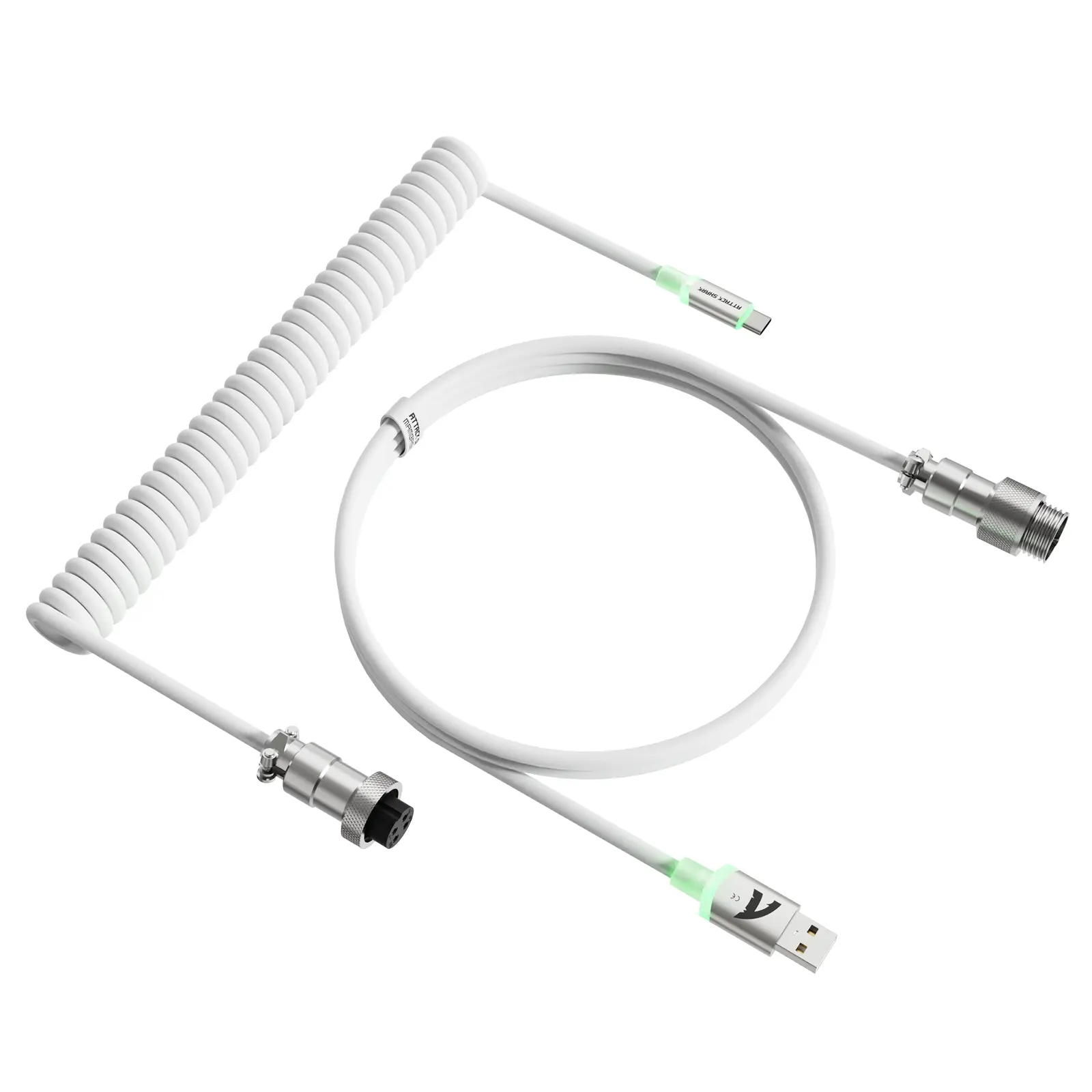 ATTACK SHARK C01Ultra Custom Aviator Cable TPU RGB Light Up USB-C Gaming Keyboard Mouse Cable Retractable Cord Accessory Cord