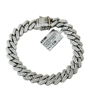 Radiance Jewelers Sterling Silver Monaco Bracelet 10mm 8” inches with Moissanite Stones, High-Quality Silver Material, Unisex, No Warranty