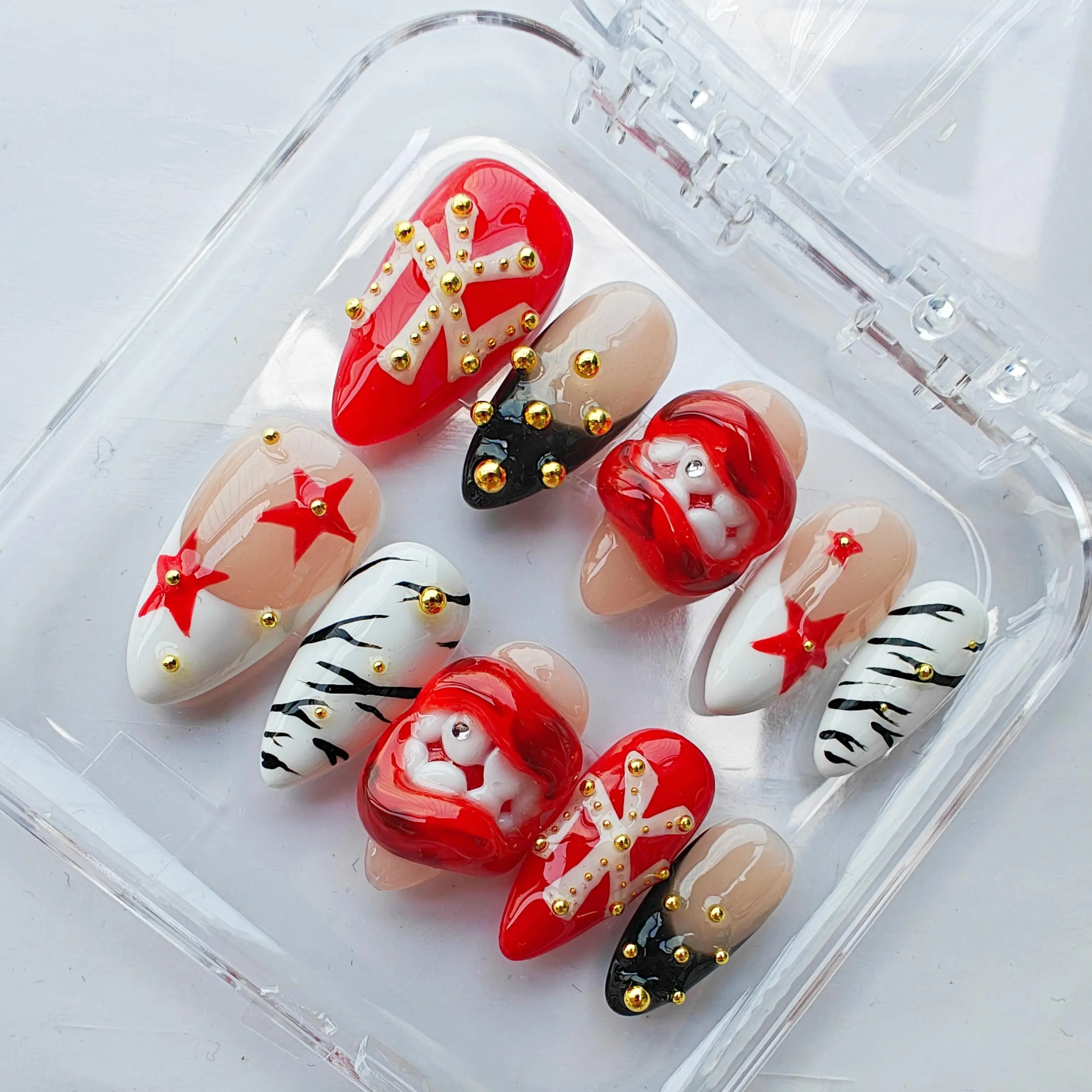 NailPosh\2.5cm almond Press on nails 10 pcs\holiday nails collection\cute nails\handmade\high quality \reusable acrylic nails