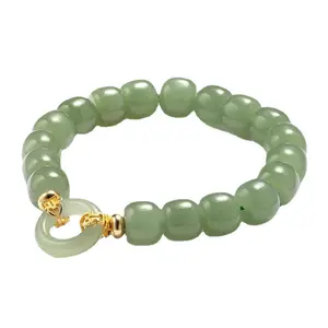 Natural Hetian Jade Beaded Bracelet Vintage Women's Retro Fashion Hand Ornaments Elegant Casual Jewelry Gift Bohemian New