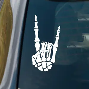 Skeleton Hand Rock On Car Sticker 5x2.5 Inches Weatherproof Durable Vinyl Decal for Cars Laptops and More