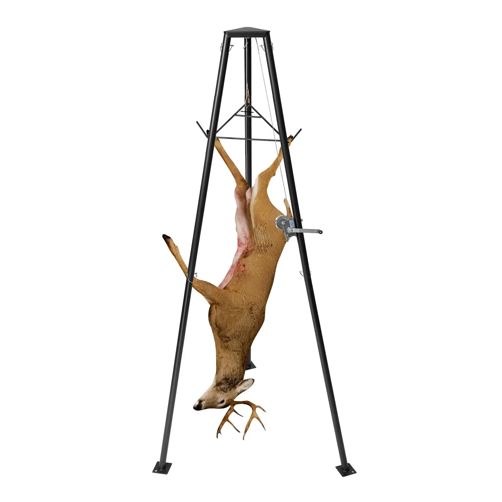 VEVOR Tripod Deer Hoist, 500 lbs Load Capacity Hunting Game Hoist with Gambrel Manual Winch, Compact Cleaning & Skinning Accessory with Great-High Stability, Easy to Clean, Black