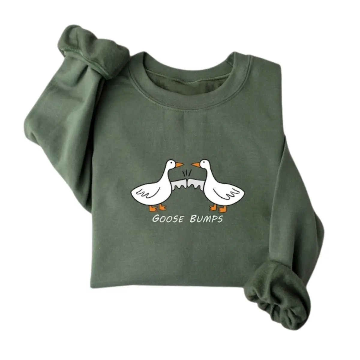 Goose Bumps Shirt, Silly Goose Sweatshirt, Goosee Pullover Hoodie, Funny Gift Tee Cute Gift for Her Him Classic Crewneck Menswear Fabric Fitted Casual Polyester