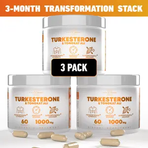 Peak Revival-X 3 Month Transformation Stack (3 Pack) Turkesterone & Tongkat Ali Supplement 1000mg Per Serving 60 Vegan Capsules Non-GMO Gluten-Free Dietary Supplement