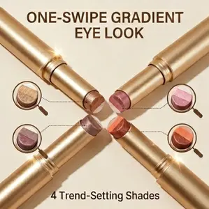 Tri-color Eyeshadow Stick, 3-Layer Ombre Eyeshadow Pen, Waterproof Cream Eye Shadow, Beginner Friendly Fast Makeup