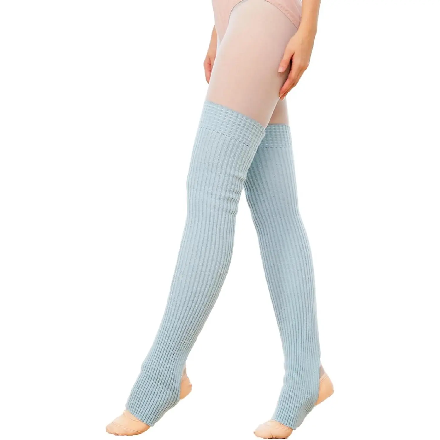 Women's Cozy Rib Thick Knit Stirrup Socks, 29.5" Over-Knee Thigh-High Thermal Leg Warmers for Yoga, Zumba Class, 80s/90s Party, Cycling - Fit for Casual Wear