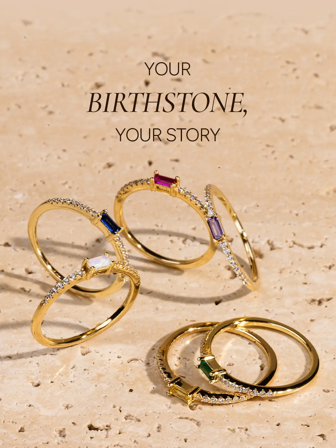 Sterling Silver CZ Stacking Birthstone Ring