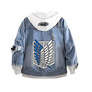 Attack Giant Jacket Hooded Wings of Liberty 2D Anime Denim Jacket