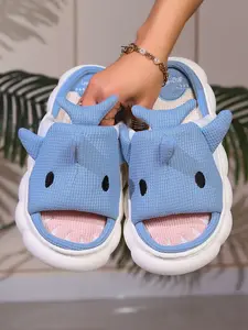 Women's Plain Shark Toe Casual Home Slippers, Unisex Outdoor Wear for Students, Big Size Comfortable Slip-Ons, House Slippers