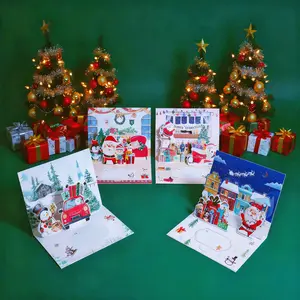 3D Pop-Up Christmas Greeting Card Set – 4 Designs