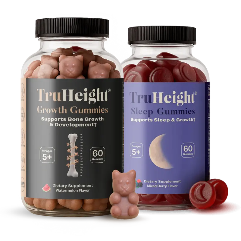 TruHeight Sleep & Grow Bundle - Complete Growth & Wellness Support for Kids & Teens - Calcium, Vitamin D, K, Melatonin, L-Theanine, Lemon Balm, Ashwagandha - Daytime Growth & Nighttime Sleep Support