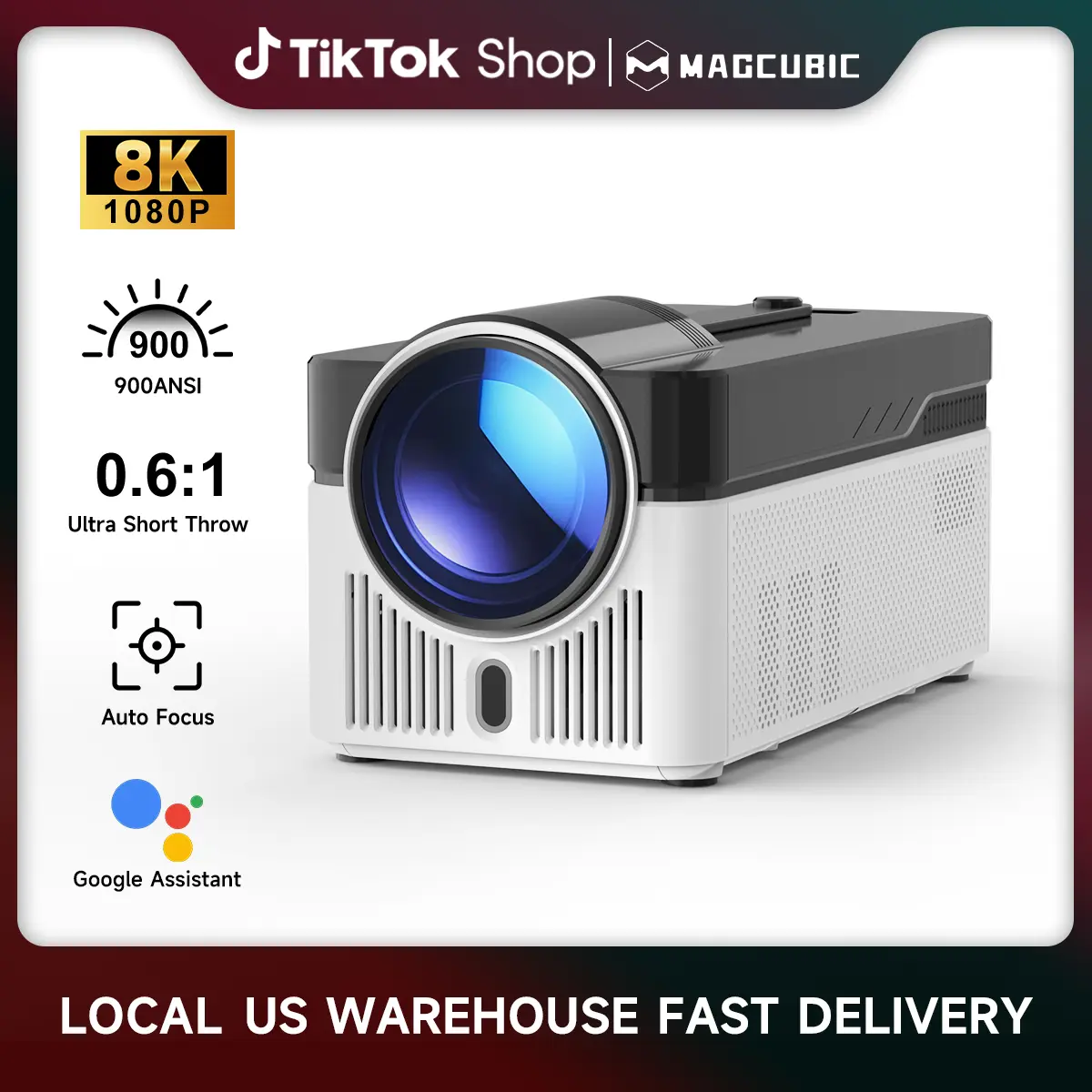 [US warehouse] Magcubic HY450 900ANSI Projector Ultra Short Throw 8K Decode Native 1080P Auto Offset Electronic Focus Dual WiFi6 BT5.4 Allwinner H716 Built-in Dual 5W HiFi Speakers High Performance Home Cinema #TikTokShopBackToSchool