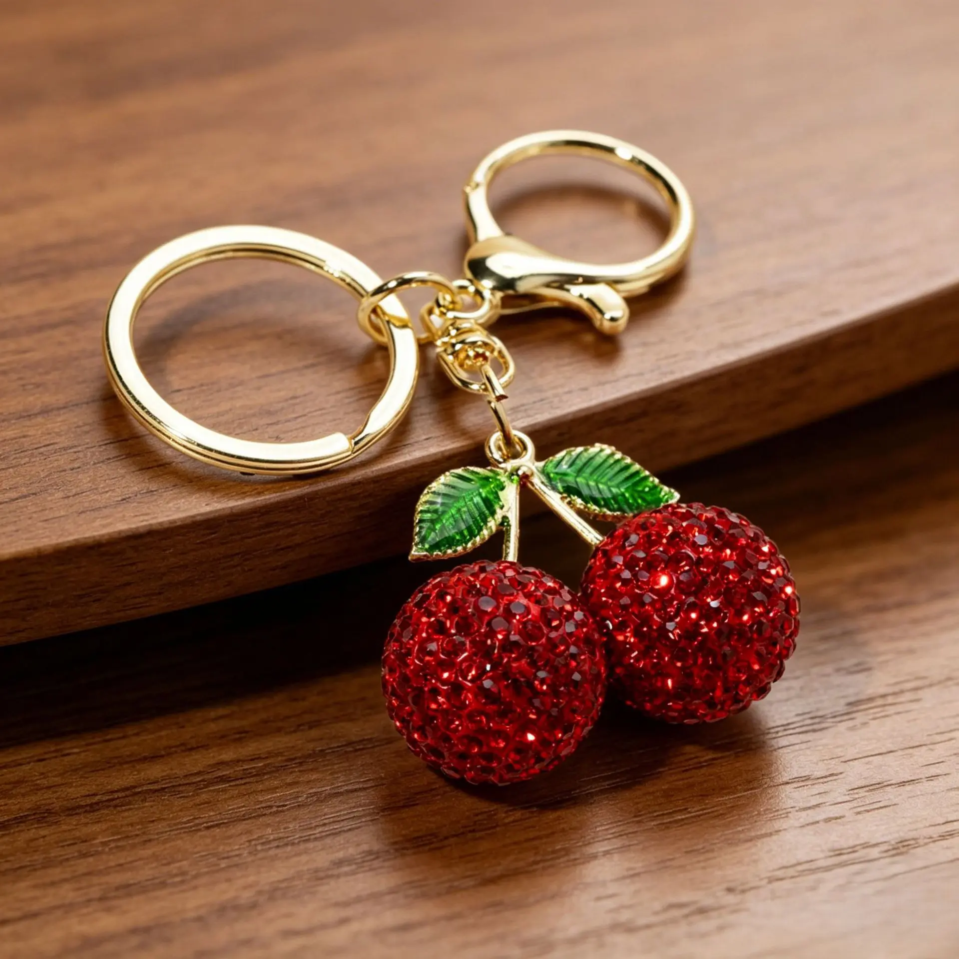 Sparkly Rhinestone Cherry Keychain Charm, Cute Crystal Cherry Key Ring for Women, Trendy Purse & Handbag Charm, Car Key Accessory, Y2K Aesthetic Bag Pendant, Fun Fashion Accessory, Cute Birthday Gift for Women & Girls