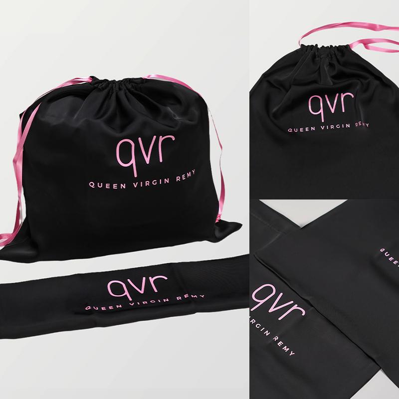 QVR Queen Virgin Remy Silk Packaging Bag with Drawstring and Toggle for Delicate Items Wigs