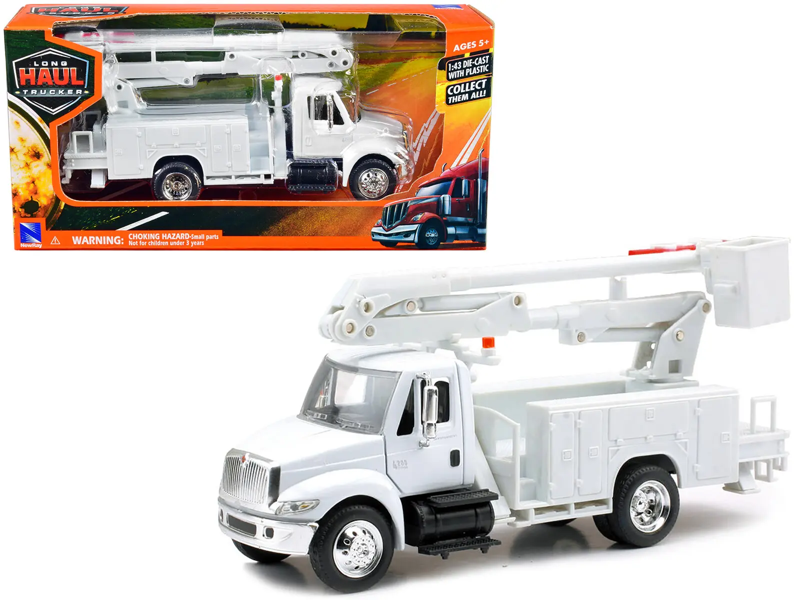 New Ray International 4200 Line Maintenance Service Truck White Long Haul Trucker Series 1:43 Diecast Model