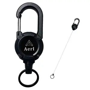 Retractable Keychain Heavy Duty Multitool Carabiner Badge Holder 58cm Stainless Steel Cord for Men Women Easy Use Lightweight Design