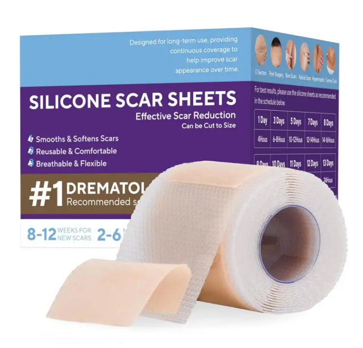 Silicone Scar Sheets, Silicone Scar Tape (1.6"x 60" Roll-1.5m), Advanced Scars Strips for Surgical, C-Section, Tummy Tuck, Burn, Hypertrophic, Keloid Bump Removal Treatment, Reusable