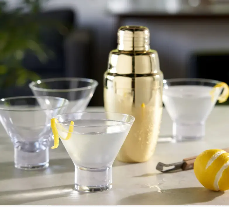 Hepburn Crystal Stemless Martini Glasses with Heavy Base & Sleek Design