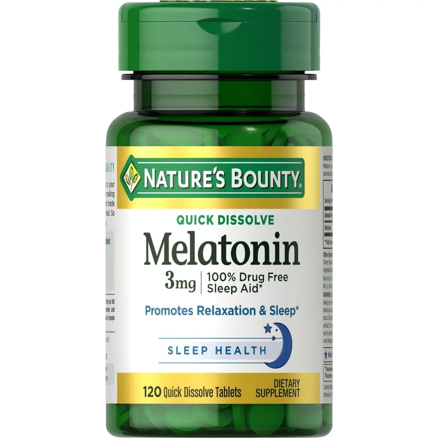 Nature's Bounty Gluten-Free Melatonin Sleep Aid Dietary Supplement, 3 mg, 120 Quick-Dissolve Tablets, 100% Drug-Free, Promotes Relaxation & Sleep, Gluten Free Sleep Supplements